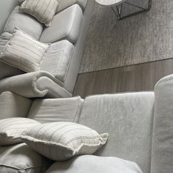 Living Room Set, White Two Piece Couch With Table