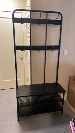 Shoe and coat rack -black