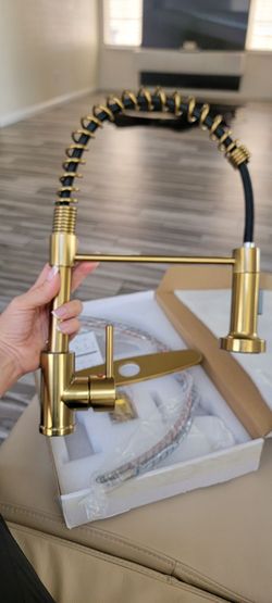 Brushed Golden Pull-Down Kitchen Faucet chorro grifo de cocina nueva home decor