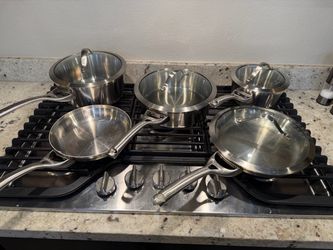 Calphalon Stainless Steel Cookware Set – 5 Pots & Pans + 4 Glass Lids