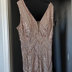 Prom Dress Rose Gold sequin Formal Gown 2XL