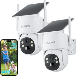 blurams 2.5K Pan/Tilt Security Cameras Wireless Outdoor, 100% Wire-Free Outdoor Camera with Fixed Solar Panel, 360° View, Dual-Band WiFi 6, Human Dete
