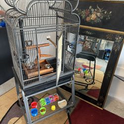 Bird Cage w/toys & free mirror