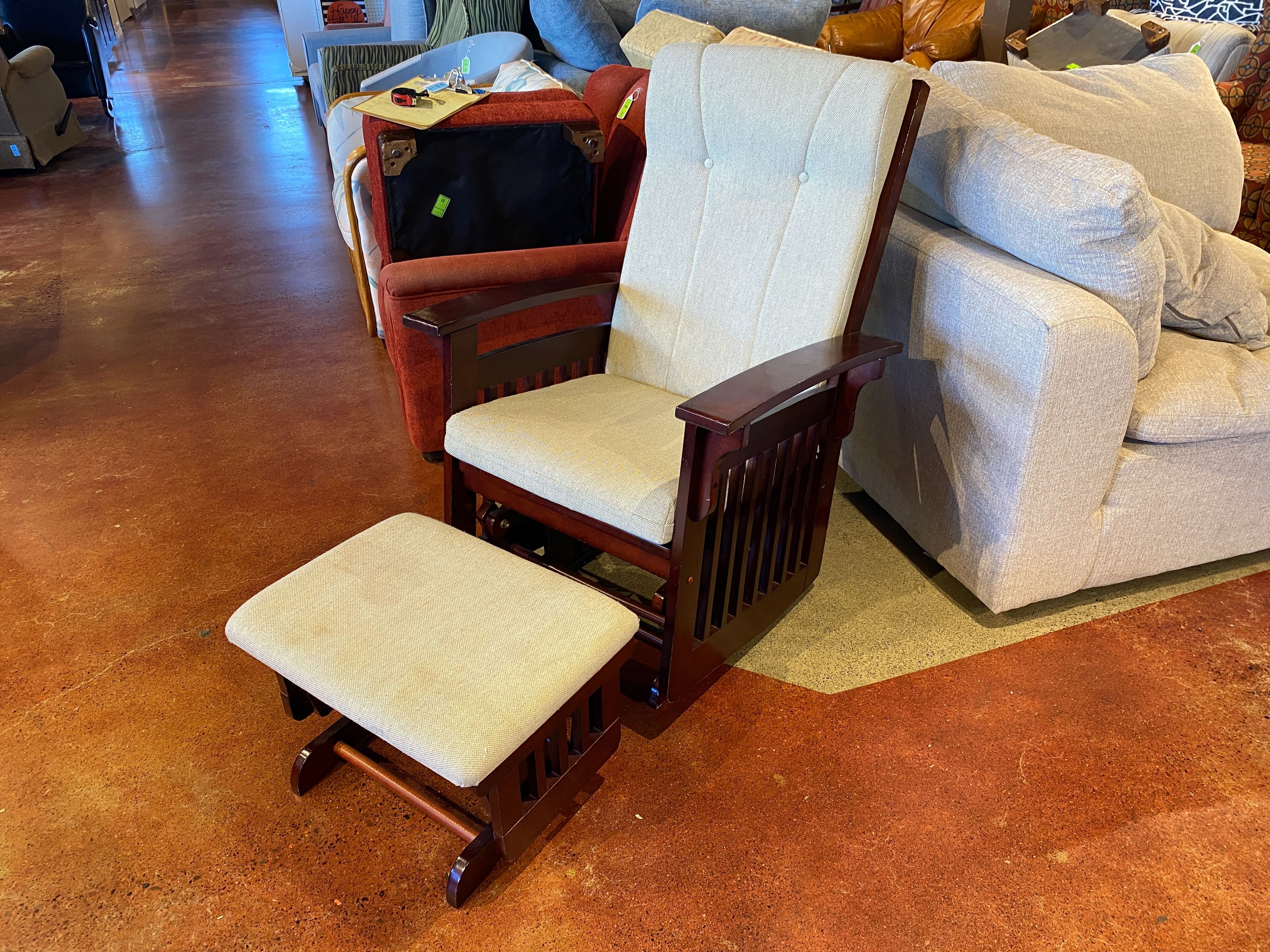 Mission Style Glider with Matching Ottoman