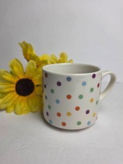 Fishs Eddy Spot On 12 oz. Ceramic Coffee Mug Multicolor Polka Dots, Cute!