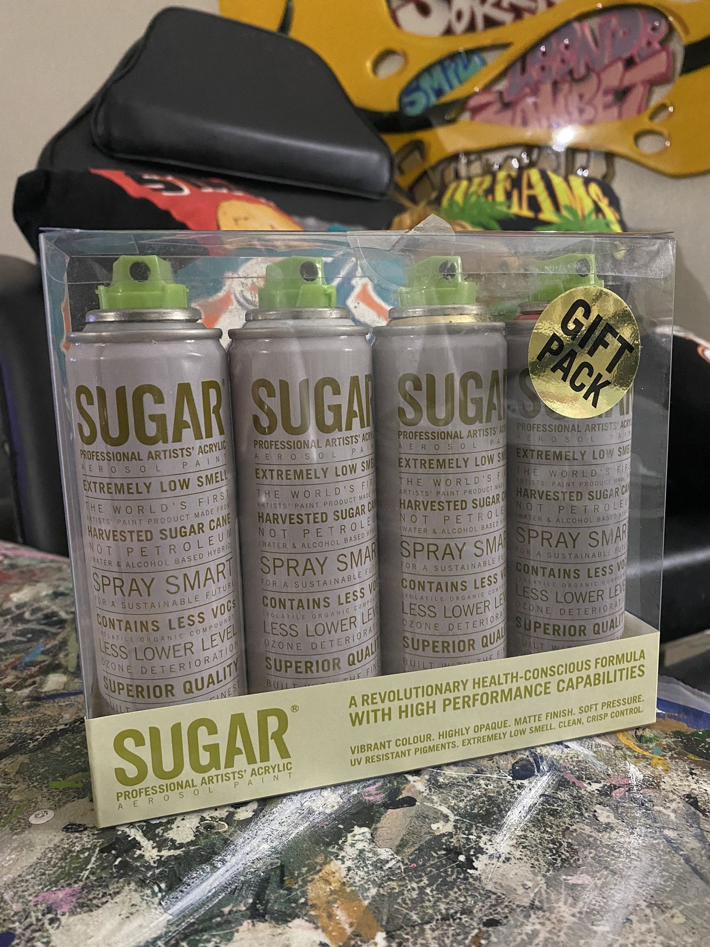 Sugar Professional Artists Acrylic Aerosol Paint Gift Pack. Ironlaks Mtn Montana Belton Molotow Krylon Rustoleum Kobra