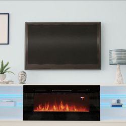 NEW ! BOSTON ELECTRIC FIRE PLACE WHITE WITH BLACK INSERT ! SOLD BY MINAS HOME FURNITURE! 851 Van Houten Ave Clifton NJ 07013