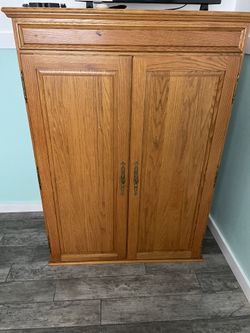 Brown Wood Dresser With Mirror Inside