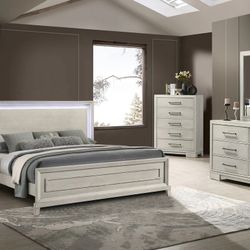 Brand New Super Elegant LED Queen Bedroom Set 