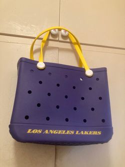 Lakers beach tote bag purple
