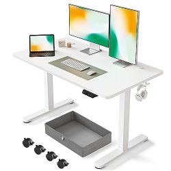 New White Electric Stand Desk 