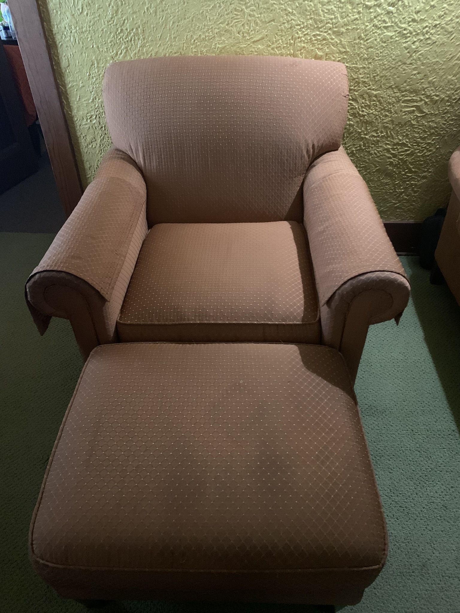 Orange Single Sofa Chair w/Ottoman