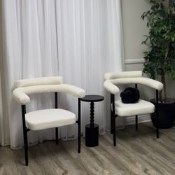 White Teddy Sherpa Dining Chair Set Of 2