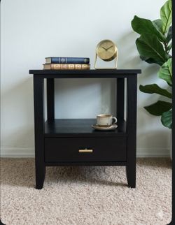 Boho-Modern Black Accent Table / Nightstand