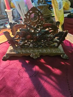 Beautiful Antique brass letter holder by Bradley and Hubbard! Circa 1920's! Signed on bottom! Great Condition!