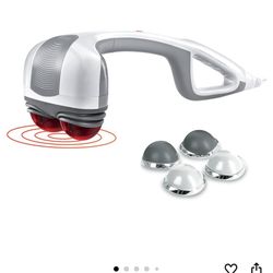 Homedics Back Massager - Heated Automatic Percussion Back, Body and Neck Massager with Duel Pivoting Heads, Interchangeable Nodes, for Shoulders, Legs