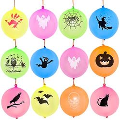 36Pack 12 Inches Halloween Punch Balloons,Halloween Decorations Latex Balloons Punching Balloon with Balloon Pump(X002VZB4ML)