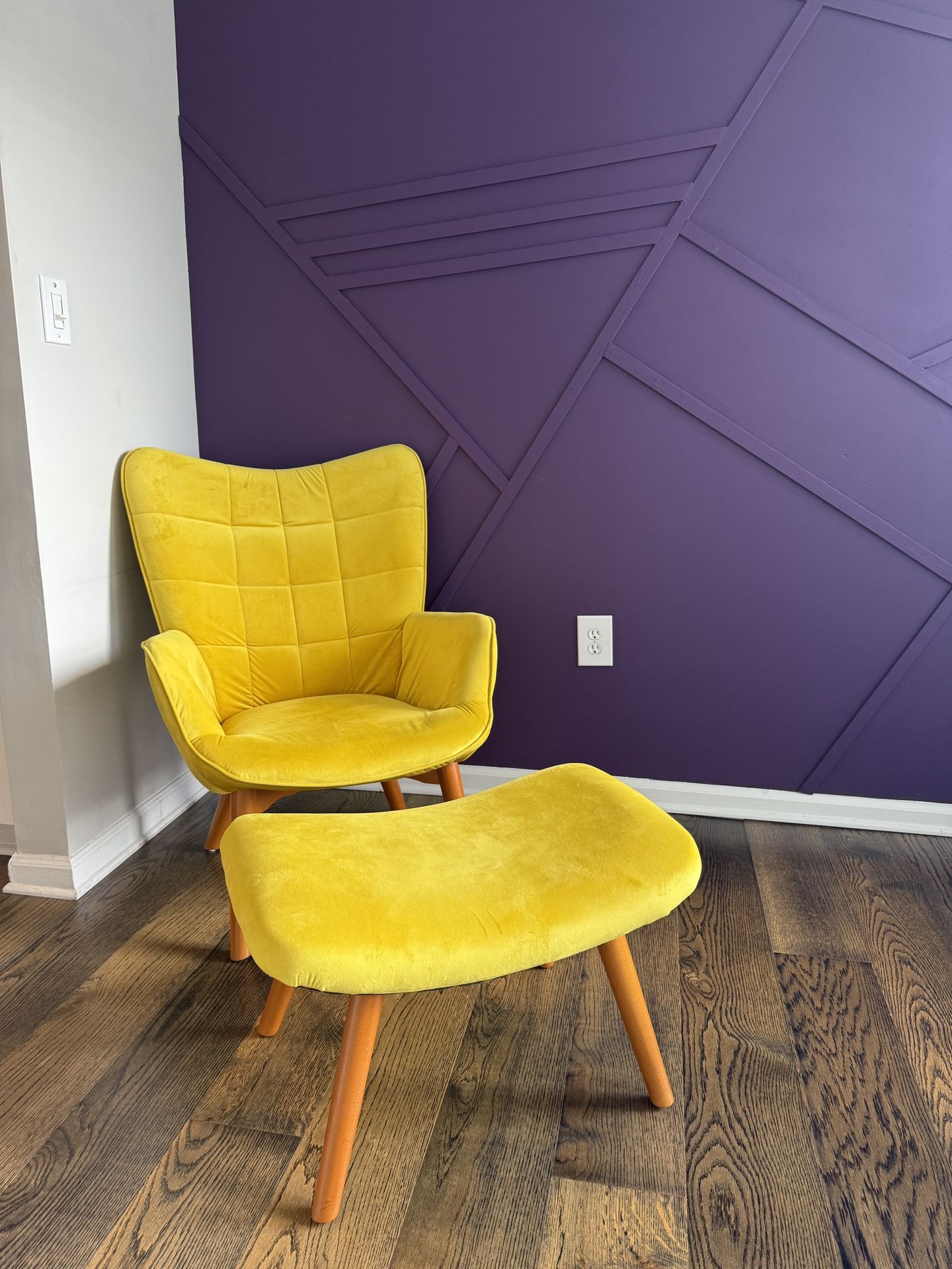 Yellow Chair With Ottoman Set