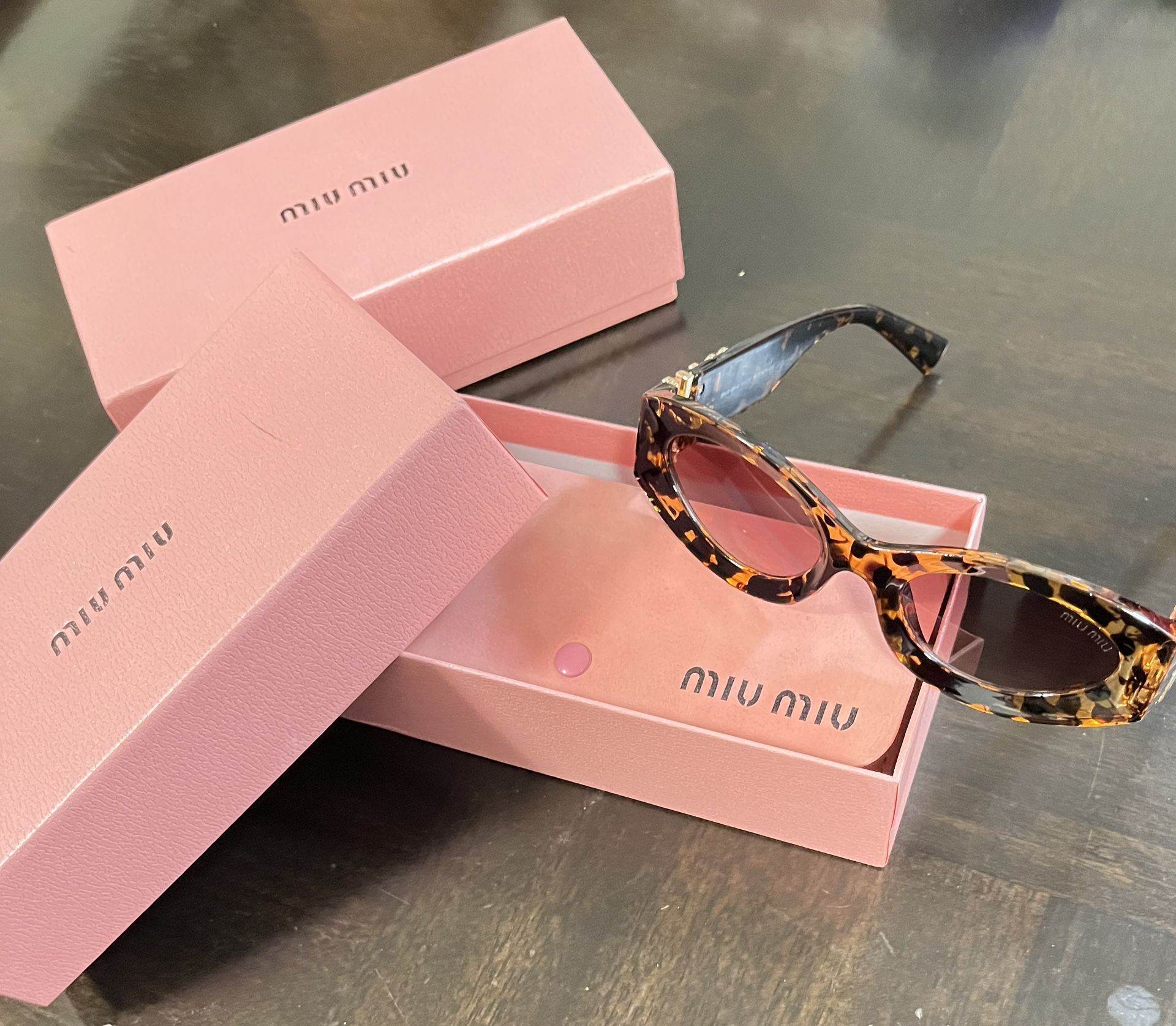 Miu Miu Women's Sunglasses Mu 09WS 1AB5S0 Tortoise Shell Gold Dark Grey Lens