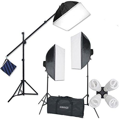 Video/photography Studio Starter Kit, 3 Box Lights, Portable Backdrop