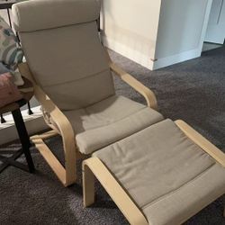 Two Sets Of POÄNG IKEA chairs and ottomans