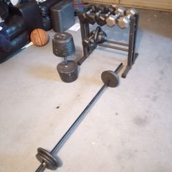 Dumbbell Rack And Dumbbell Bar And Weights