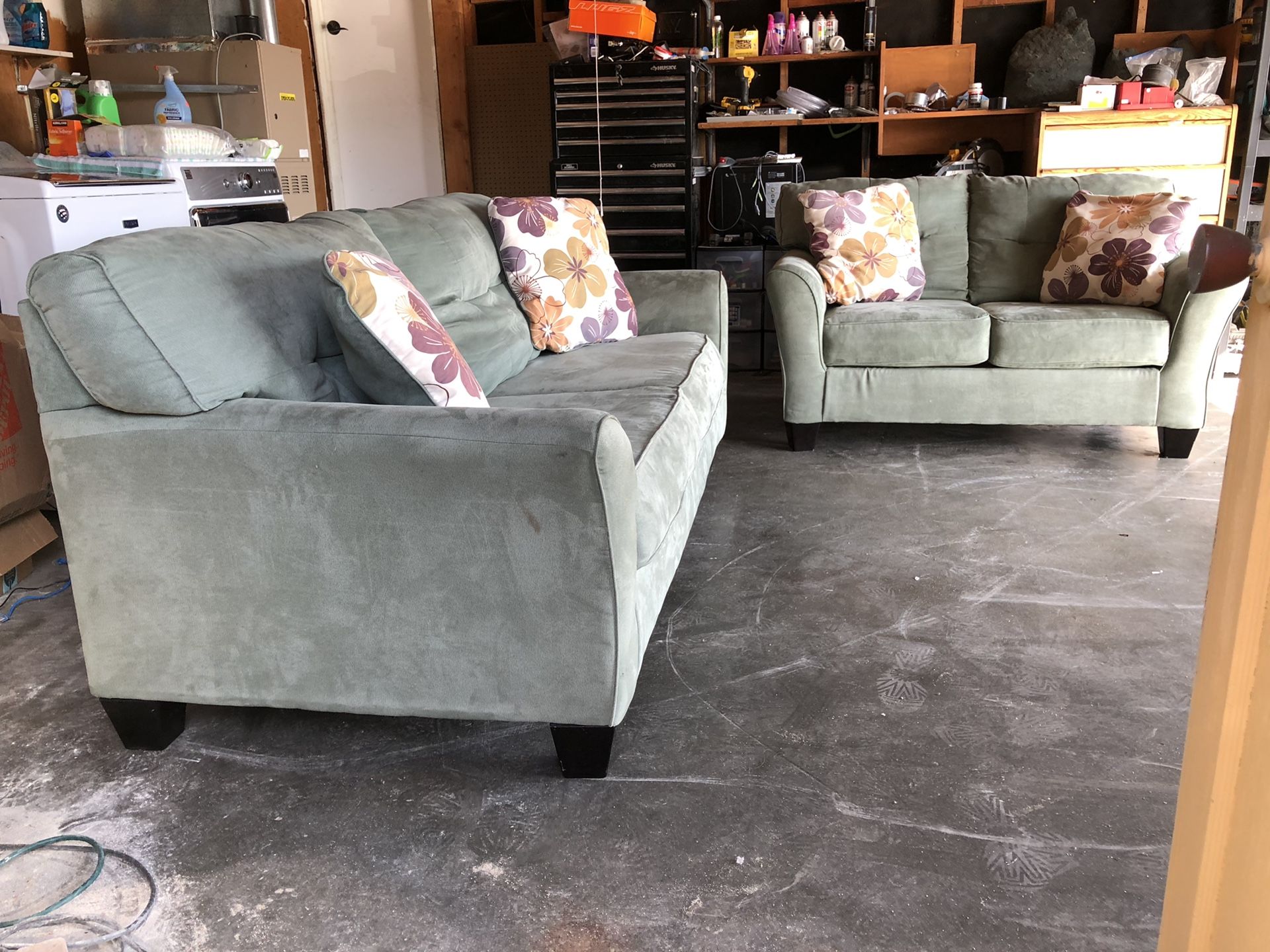 Gorgeous seafoam colored couch & loveseat