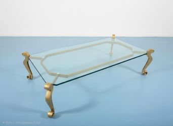 Glass Top Coffee Table with Gold Legs 64"×35"×17"