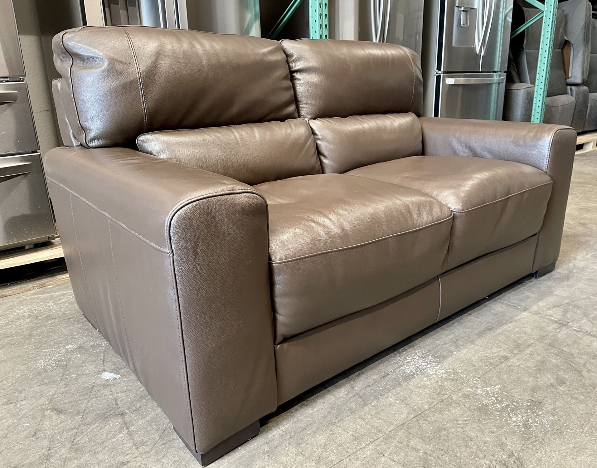 Rawlins Leather Loveseat, Brown