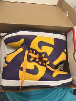 High top Dunks Yellow and Purple