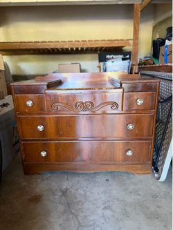 Antique vintage walnut dressing table-l!