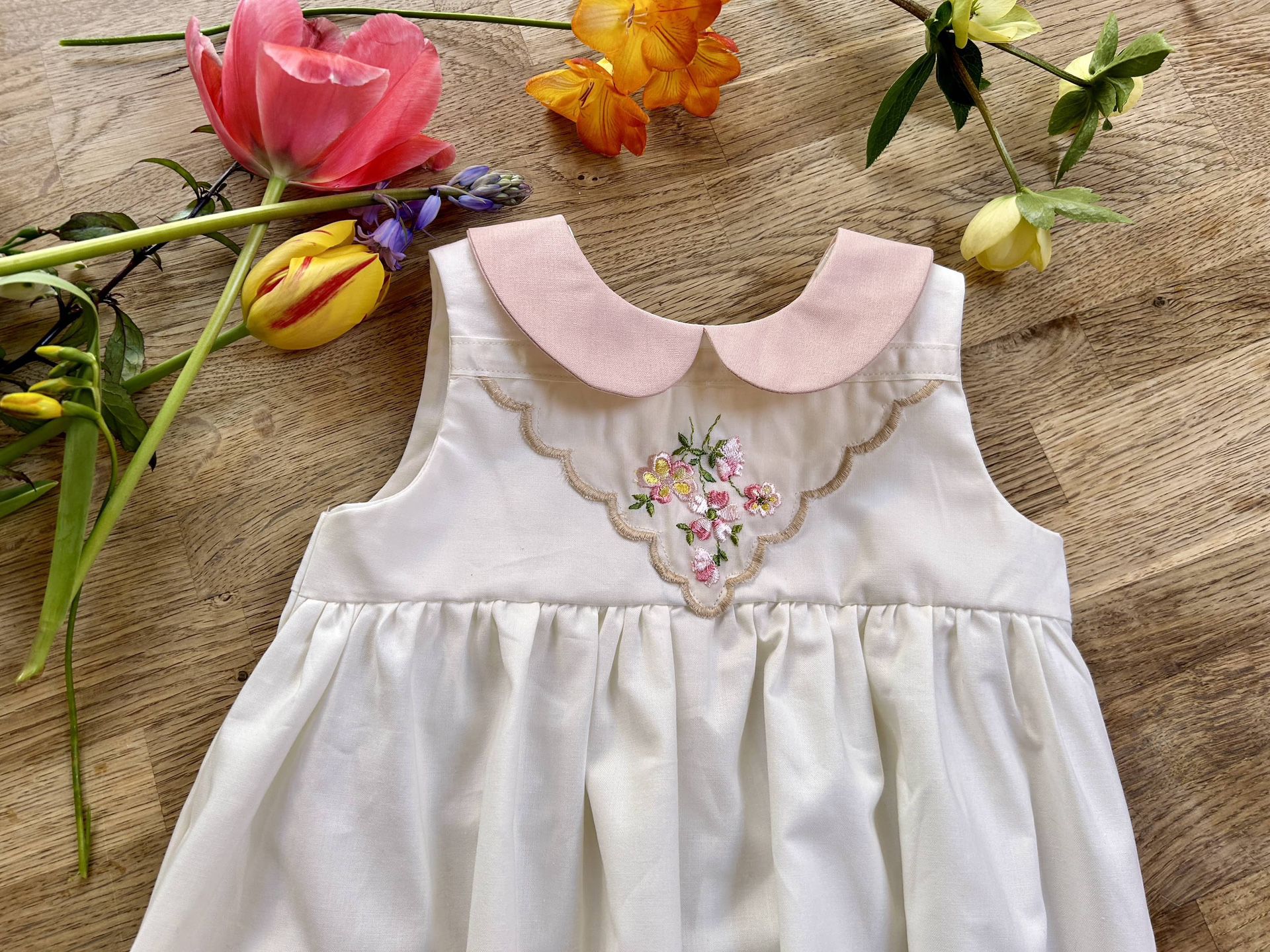 Vintage Embroidered Flowers - Toddler Dress
