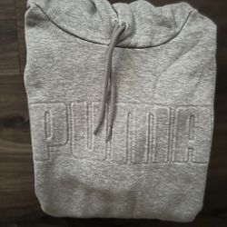 PUMA MEN’S FLEECE PULLOVER HOODIE GRAY SIZE L