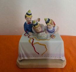 Vintage Figurine Birthday Party Norman Rockwell 3” Tall 1984