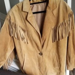 Suede Leather  Jacket Fringed  size #8