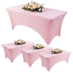 Pink Table Covers Spandex For 6 Feet Table