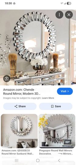 Round Mirror Wall Decor 24 Inches Decorative Wall Mirror with Irregular Framed and Beveled Edge Mirrors for Wall/ Espejo de decoracion redondo