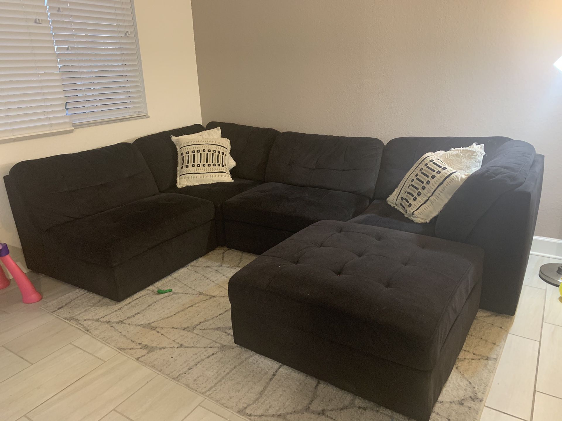 Dark blue/ black sectional couch