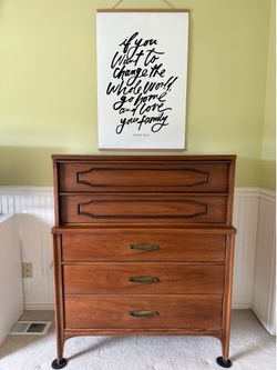 Vintage mid century tall boy dresser