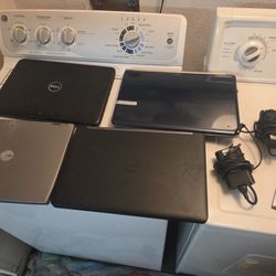 4 Old Laptop Computers 3 Dell 1 Gateway 2 Power Cords 1 Hard Drive