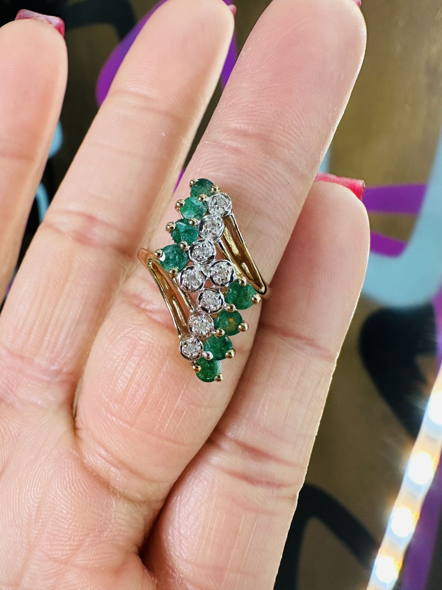 14k Diamonds And Emerald Ring