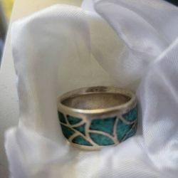 Genuine turquoise silver band