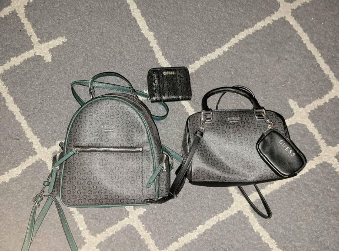 guess backpack bag and wallet