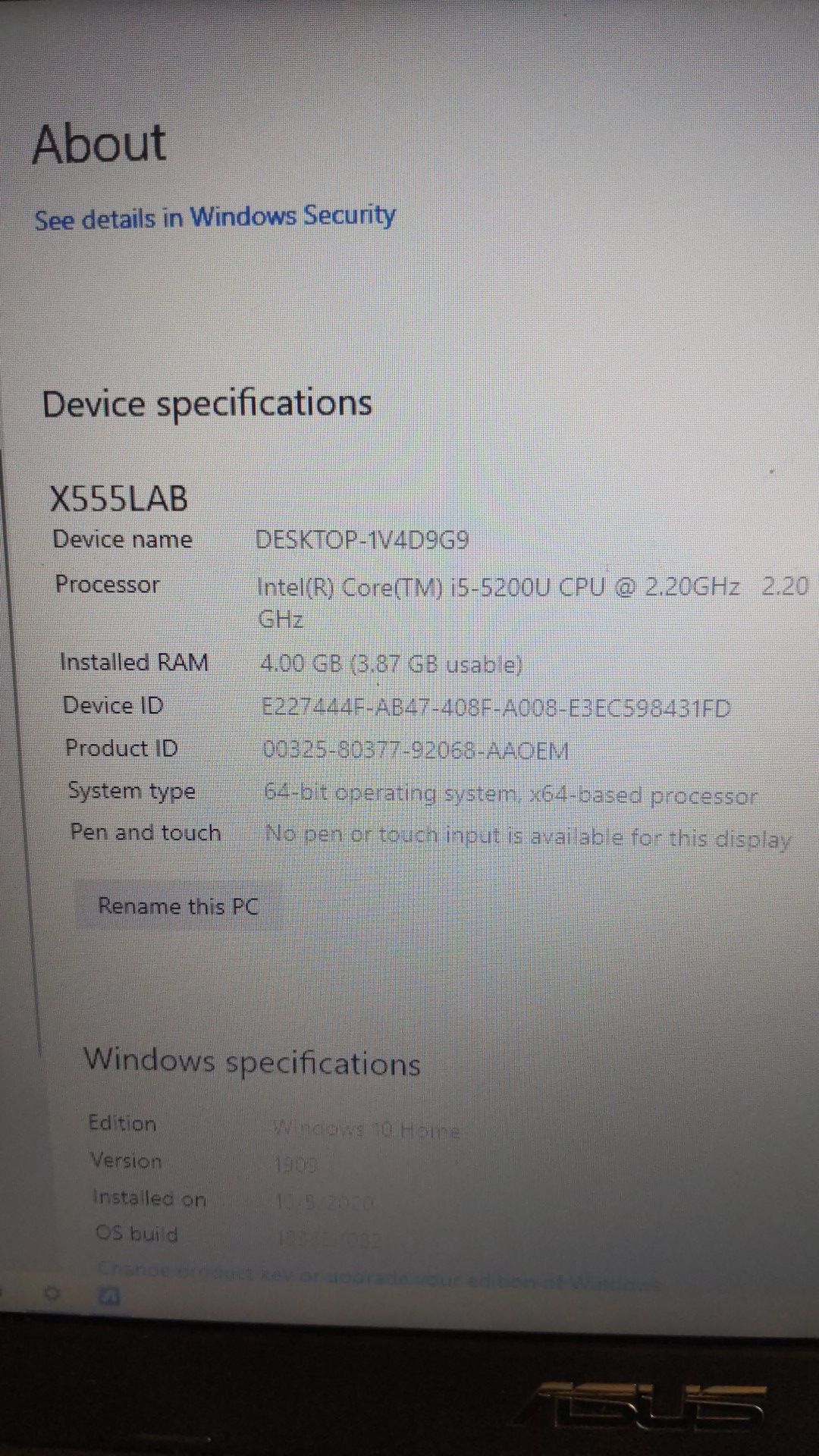 Asus X555L laptop