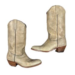 Frye Women's Leather Cowboy Boots Size 10.5 D Made In USA Western Boho Style Tan