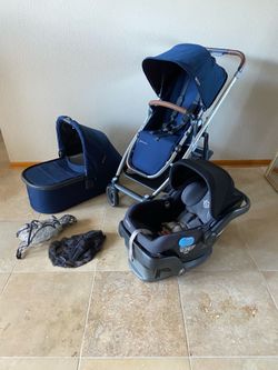 Uppababy Cruz V2 Stroller with Bassinet and Car Seat Blue