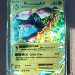 Pokemon Mega M Venusaur EX Gold Metal Card 