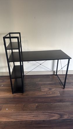 47 inch black computer desk with shelf