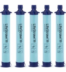 LifeStraw Personal Water Filter for Hiking, Camping, Travel, and Emergency Preparedness, 5 Pack, Blue