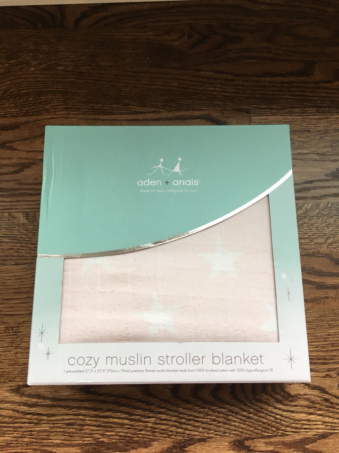Aden + Anais Cozy Muslin Stroller Blanket Light Pink Star Pattern